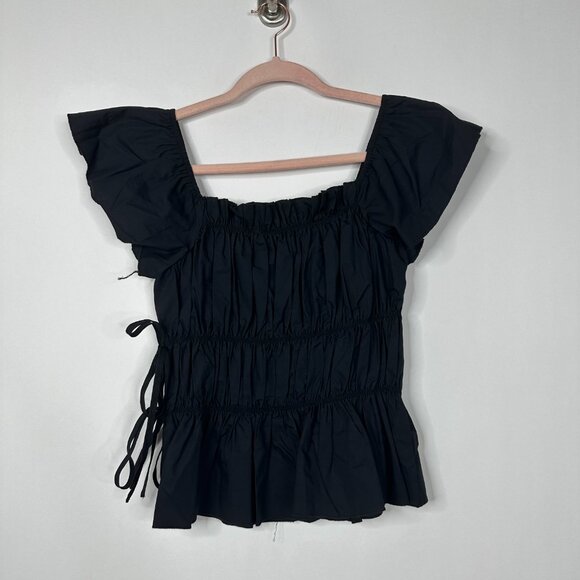 2/$30 SHEIN Soleia Cap Sleeve  Ribbon Tie Wrapping Gathered Blouse 2 #A0239 TRB2 - Picture 4 of 8